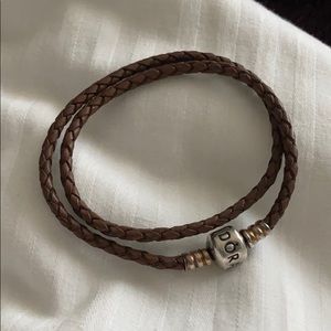 Pandora Moments leather double bracelet